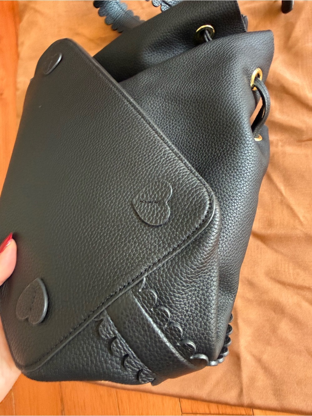 Stoney Clover Lane Leather Henrietta Bucket Bag Noir Black - Picture 9 of 16